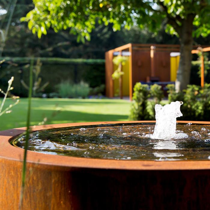 Wassertisch mit Pumpe & LED-Beleuchtung | Ø 120 x 75 cm | Cortenstahl