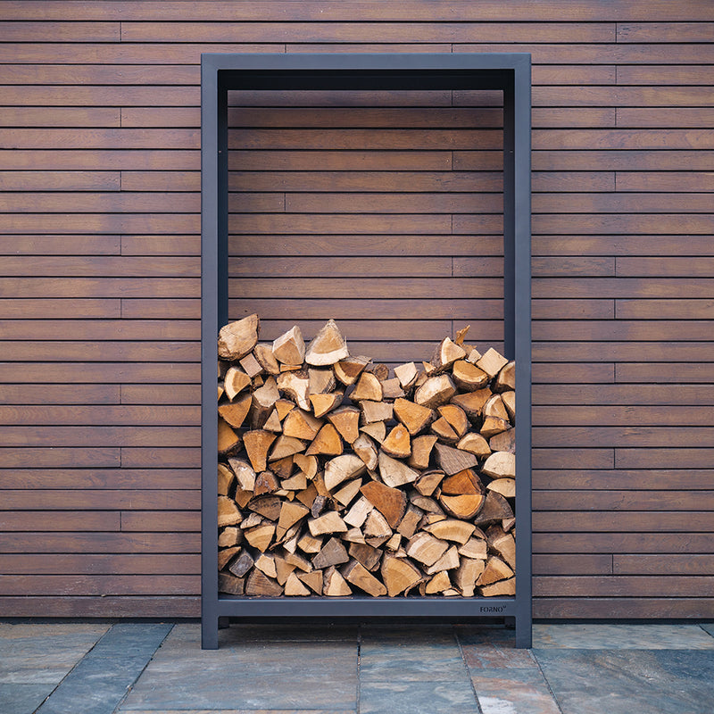 LOGG Holzlager – schwarz beschichteter Stahl | 60 x 40 x 180 cm