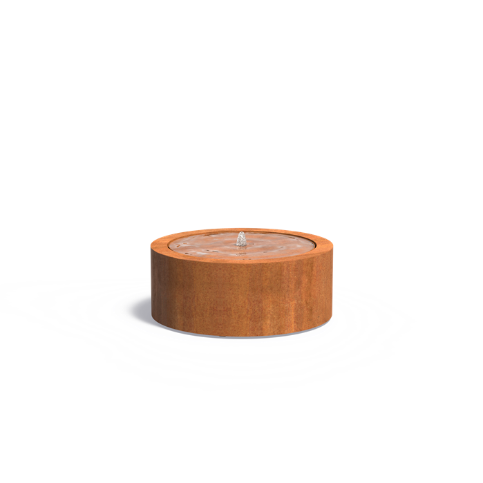 Cortenstaal watertafel, incl. LED & pomp - ø 100 x 40 cm