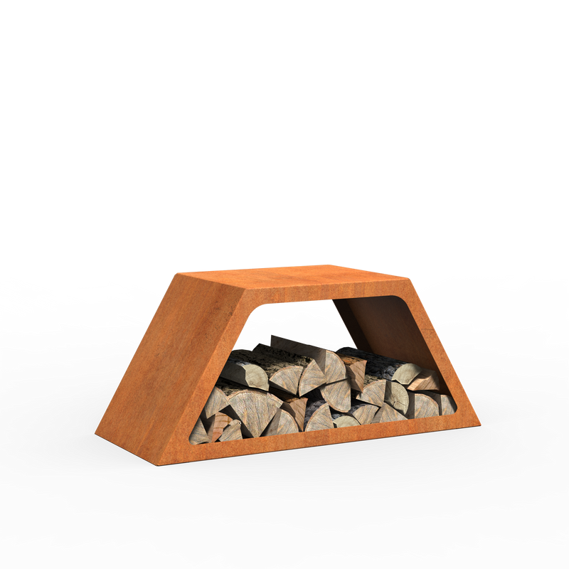 Cortenstahl modulares Holzlager HEX | 91,5 × 40 × 40 cm