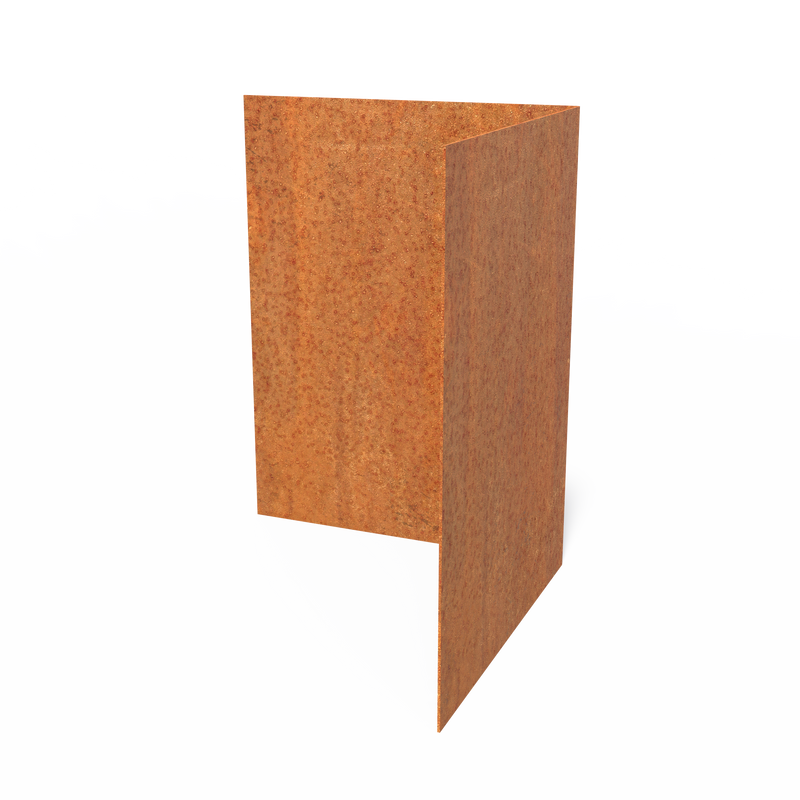 Kantopsluiting corten - rechte rand buitenhoek 300x2x390 mm
