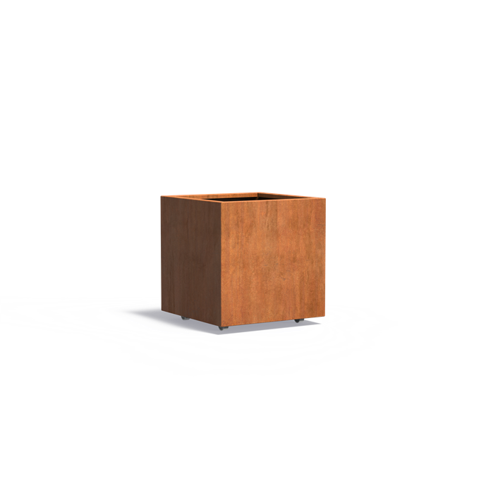 CARREZ vierkante cortenstaal plantenbak 70x70x70 met wielen