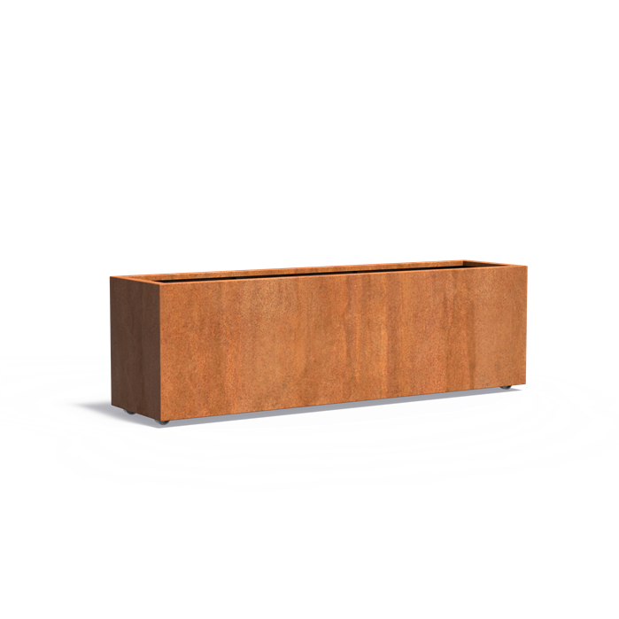 CARREZ rechthoekige cortenstaal plantenbak 200x50x60 met wielen