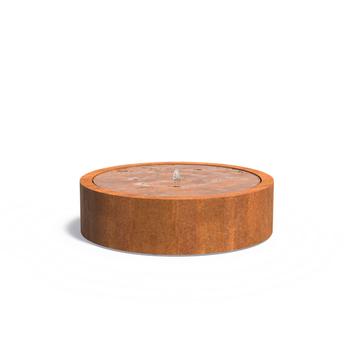 Cortenstaal watertafel, incl. LED & pomp - ø 145 x 40 cm