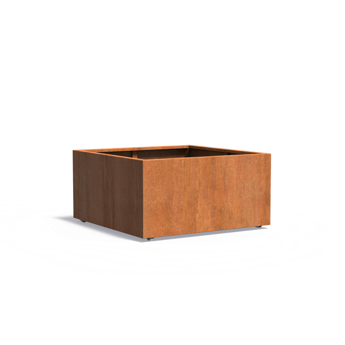 CARREZ vierkante cortenstaal plantenbak 120x120x60 met wielen