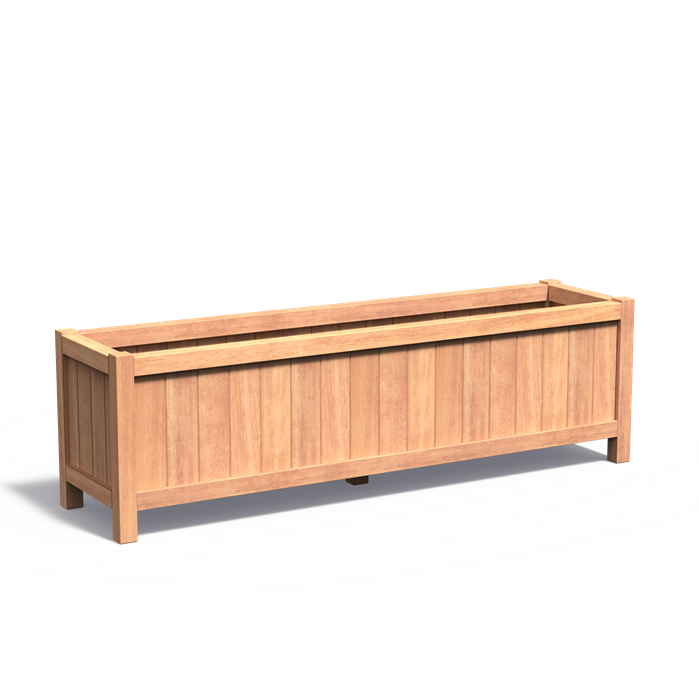 VALENCIA rechthoekige hardhouten plantenbak 200 x 50 x 60 cm met poten