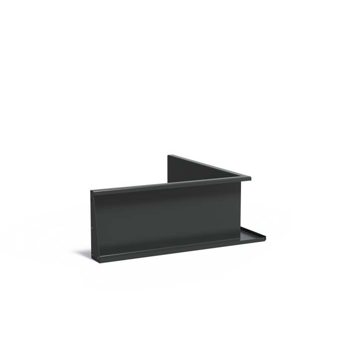Aluminium keerwand 100 x 100 x 40 cm – binnenhoek, smalle bovenrand