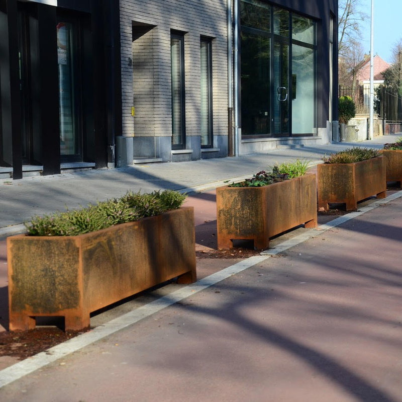 CARREZ rechthoekige cortenstaal plantenbak 100x40x80 met poten