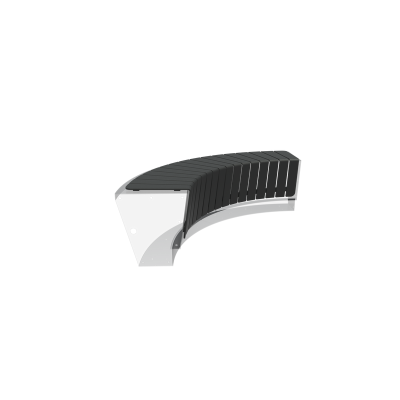 Aluminium zitting REVERT - binnenbocht | 1874 x 681 x 353 mm