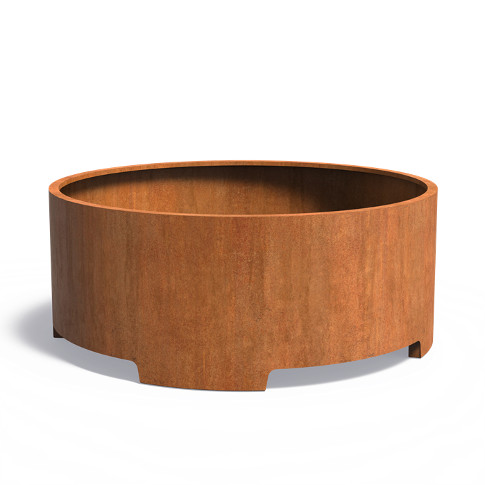 CIRCUM ronde cortenstaal plantenbak 200x80 met poten