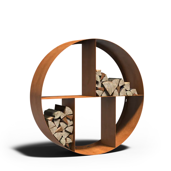 Houtopslag LOGG ronde - cortenstaal | ø 150 x 40 cm