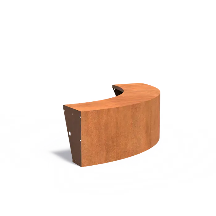 Stützwand mit Sitzrand - Außenbogen | 200 × 200 x 50 cm | Cortenstahl