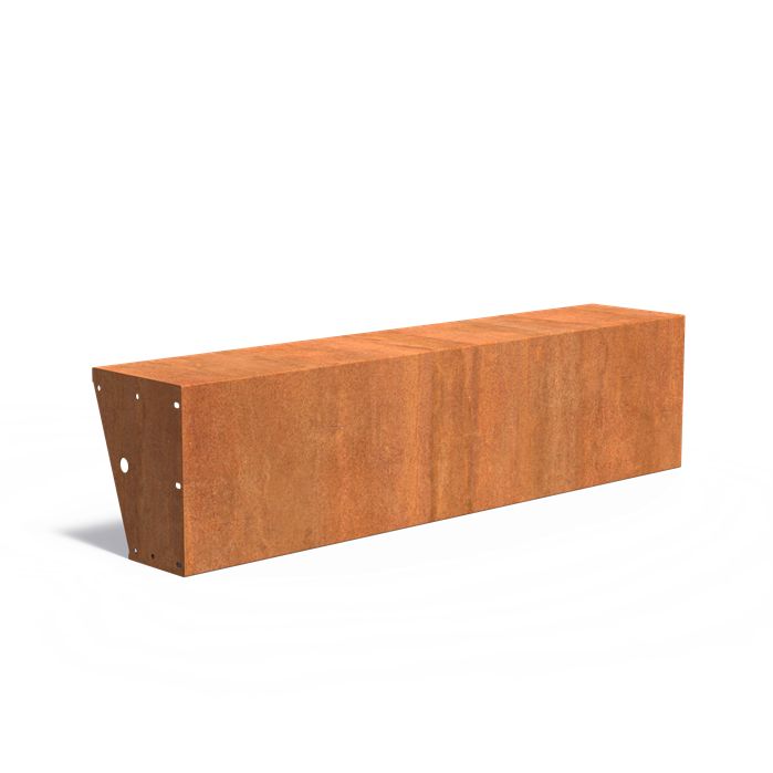 Stützwand aus Cortenstahl mit Sitzkante - Gerade