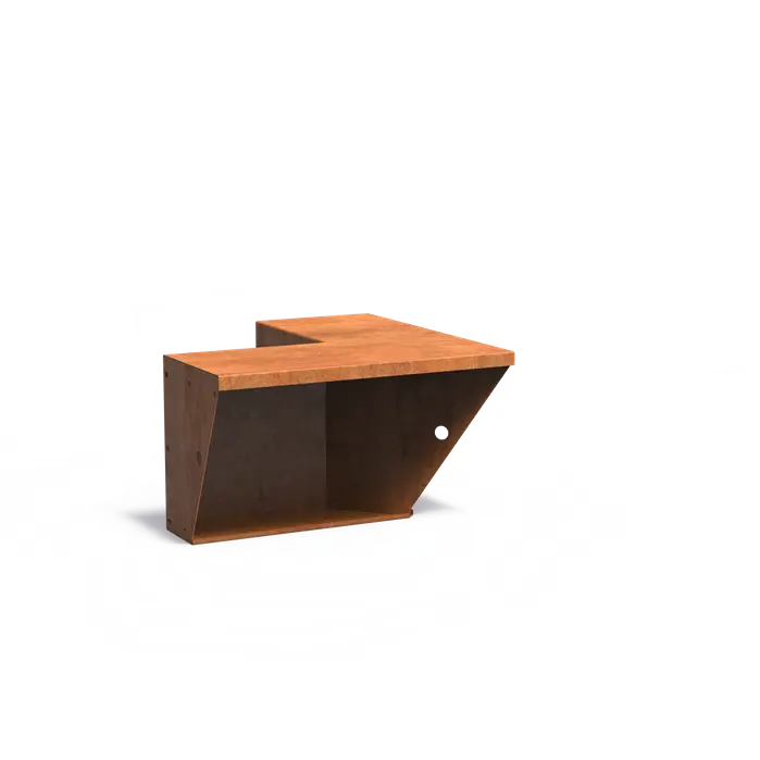 Stützwand mit Sitzrand - Innenecke | 50 × 50 x 50 cm | Cortenstahl