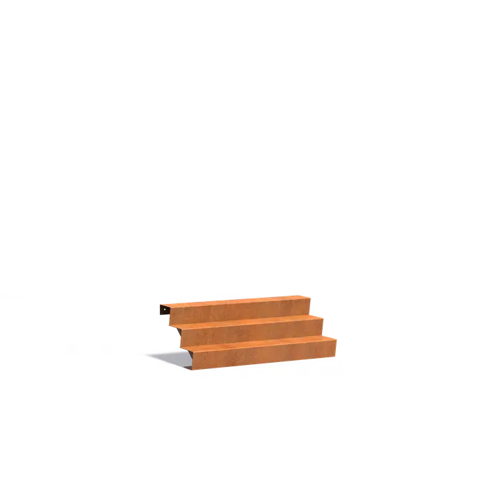 Außentreppe | 3 Schritte | 150 x 72 x 51 cm | Corten