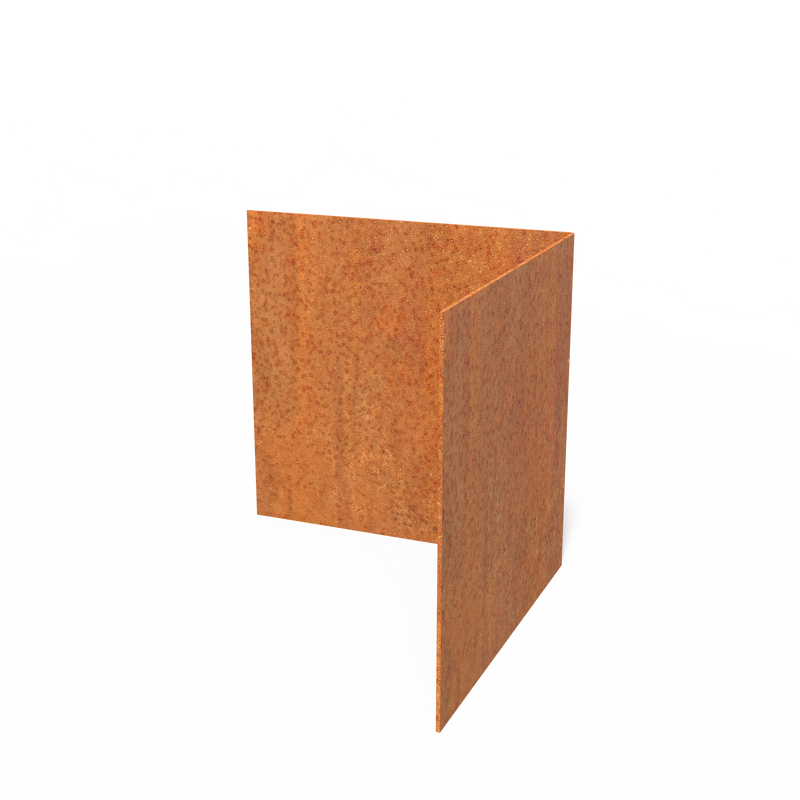 Kantopsluiting cortenstaal - rechte rand buitenhoek 300x3x290 mm