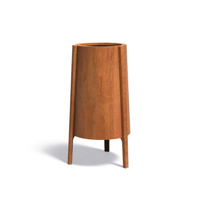 BOTAN ronde cortenstaal plantenbak 50x120 cm met poten