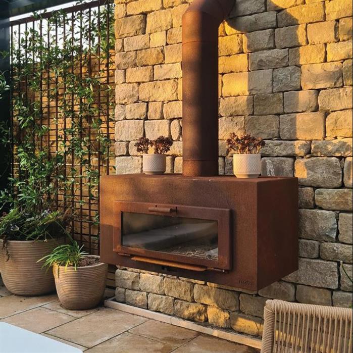 Enok wandmodel buitenhaard corten 