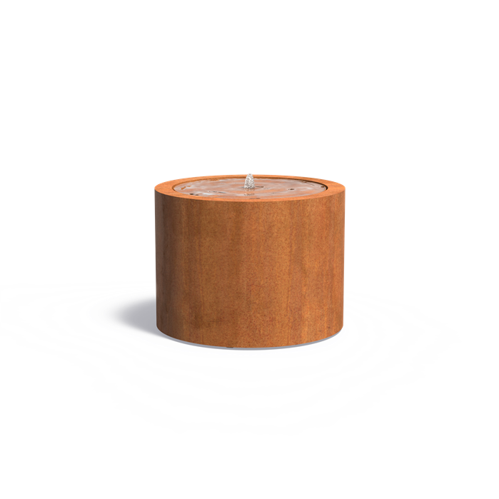 Cortenstaal watertafel, incl. LED & pomp - ø 100 x 75 cm