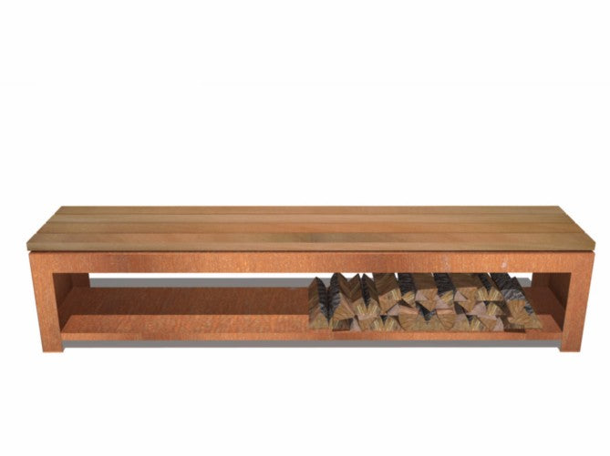 Houtopslag met garapa zitting corten 