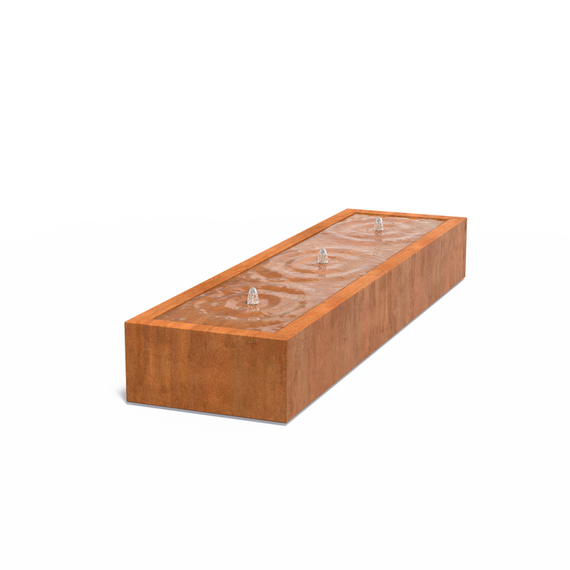 Cortenstaal watertafel, incl. LED & pomp - 300 x 80 x 40 cm