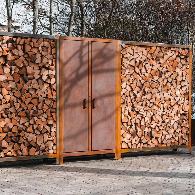 LOGG houtopslag 100 × 40 × 180 cm - cortenstaal
