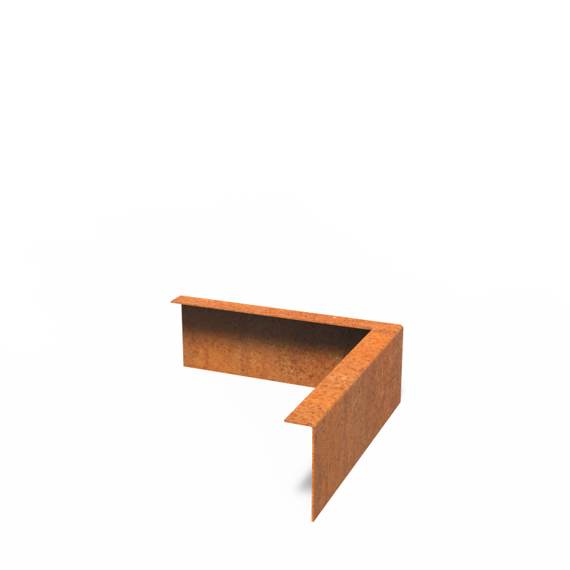 Rasenkante aus Cortenstahl Außenecke gekanteter Oberrand | 300 x 2 x 100 mm