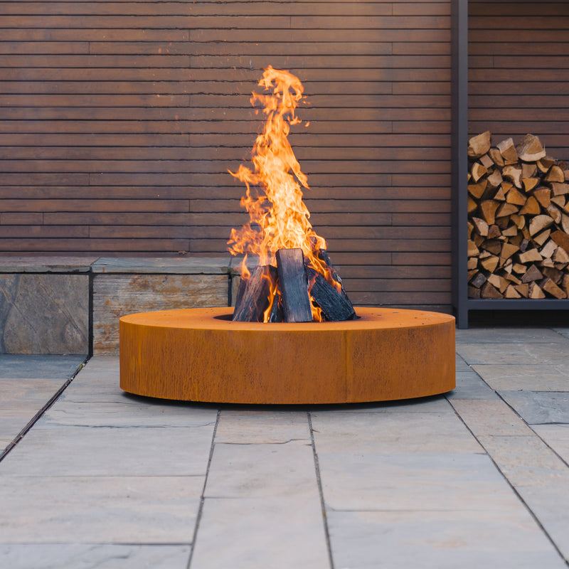 Feuertisch RONDE Cortenstahl Ø125×28 cm mit Grillrost