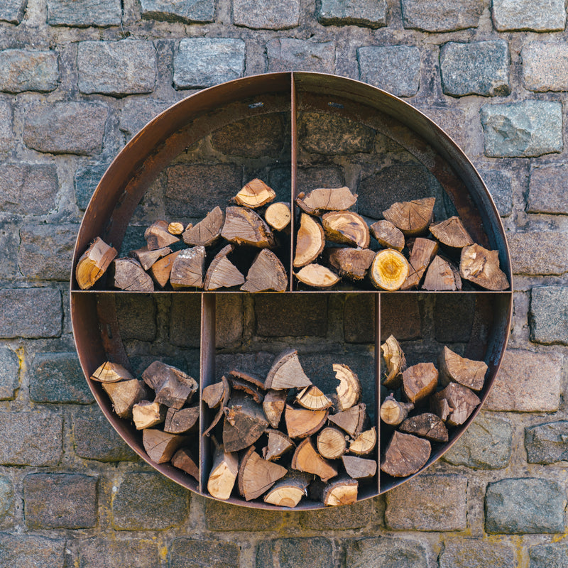 LOGG ronde Holzlager - Cortenstahl | ø 150 x 40 cm
