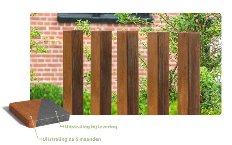 Tuinpaal 100 x 100 x 2000 mm (per stuk) - Cortenstaal