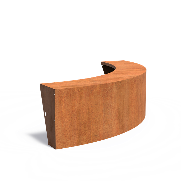 Cortenstalen keerwand 200 x 200 x 60 cm – buitenbocht, brede zitrand