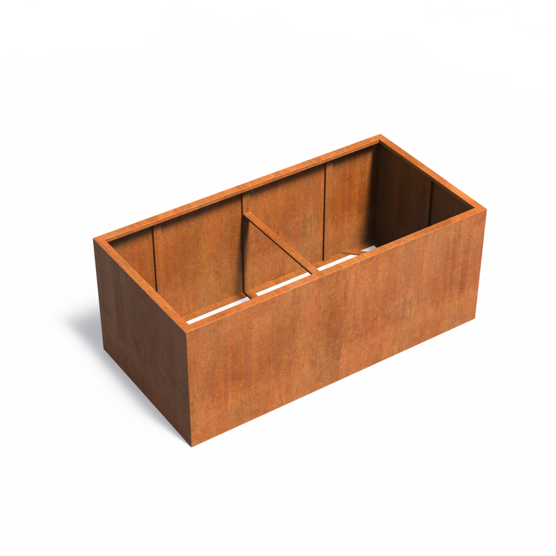 CARREZ rechthoekige cortenstaal plantenbak 200x100x80 open