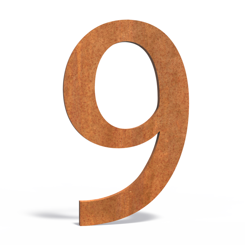 Hausnummer 9 | 71 x 5 x 120 mm | Cortenstahl