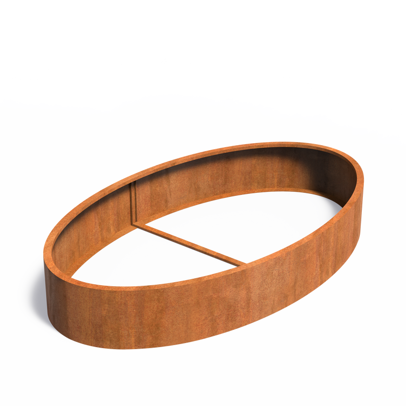 ELLIPSE ovale cortenstaal plantenbak 280x120x60 open