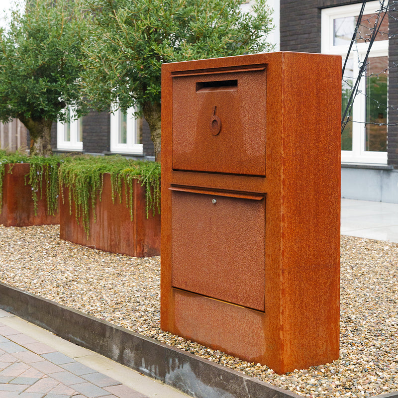 Cortenstaal pakketbrievenbus PACA 87 x 30 x 125 cm