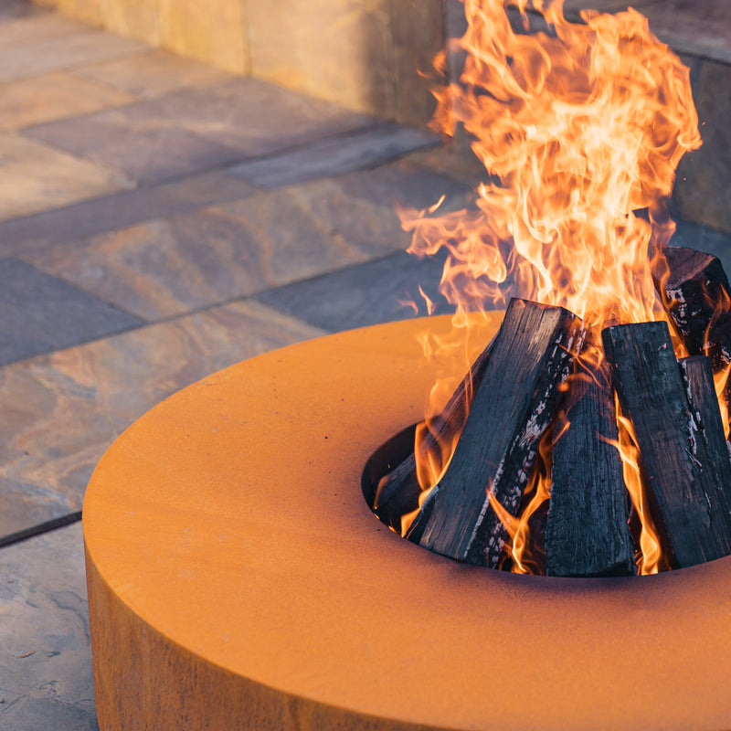 Feuertisch RONDE Cortenstahl Ø125×28 cm mit Grillrost