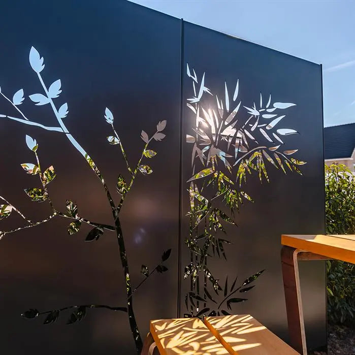 tuinpaneel gecoat met motief