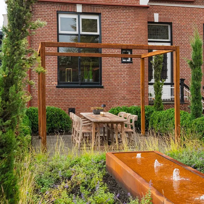 pergola cortenstaal + watertafel