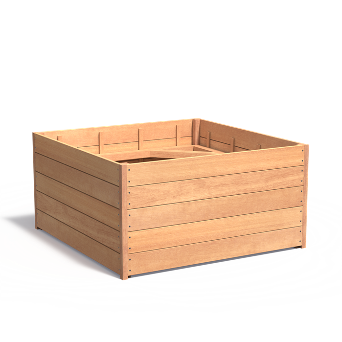 CARREZ vierkante hardhout plantenbak 140x140x71.3 cm
