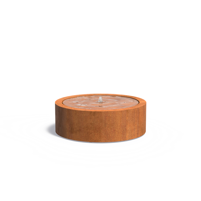 Wassertisch mit Pumpe & LED-Beleuchtung | Ø 120 x 40 cm | Cortenstahl