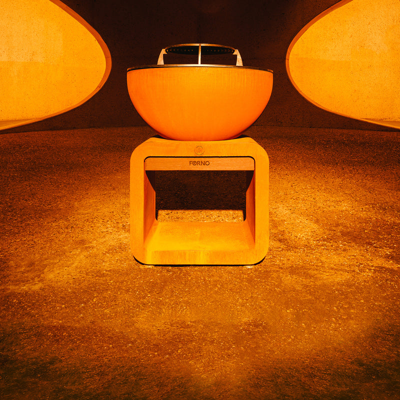 SEARE Bole Outdoor-Küche – Feuerschale aus Cortenstahl mit Plancha | ⌀ 805 x 1000 mm