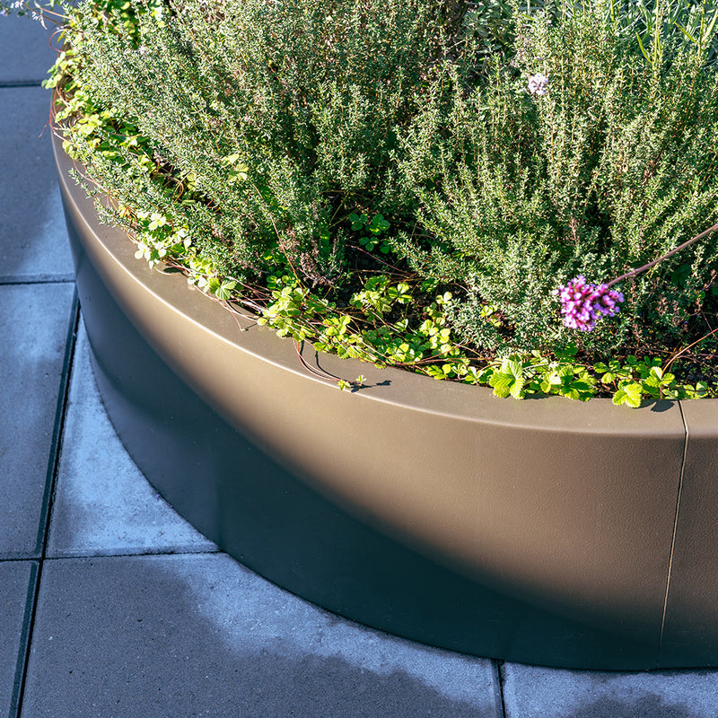 Gecoat stalen keerwand 100 x 100 x 30 cm – buitenbocht, smalle bovenrand