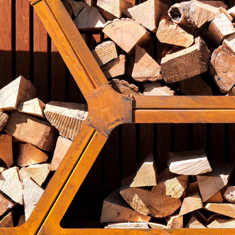 Koppelstück für HEX-Holzlager – Cortenstahl | 170 x 25 mm