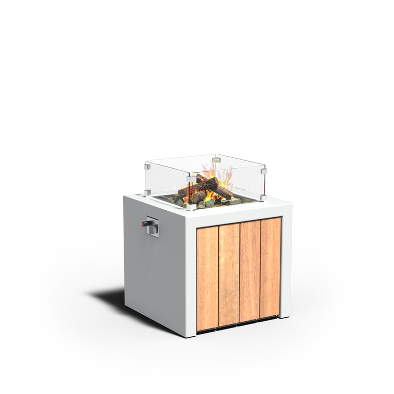 Vuurtafel BRANN gasgestookt 63 × 60 cm - aluminium met hout