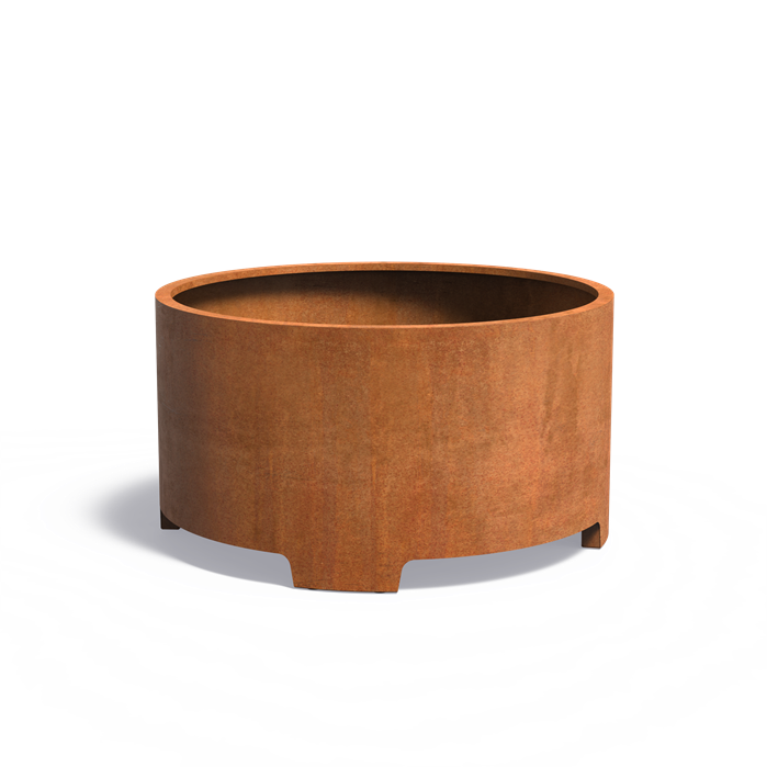 CIRCUM ronde cortenstaal plantenbak 150x80 met poten