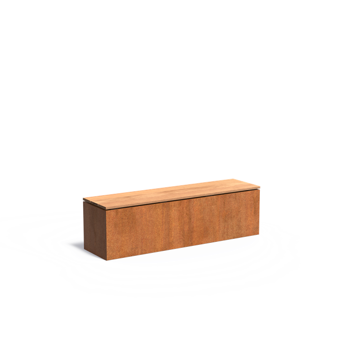 Cortenstaal sokkel met zitting | 150 x 40 x 43 cm