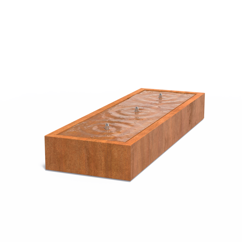 Cortenstaal watertafel, incl. LED & pomp - 300 x 100 x 40 cm