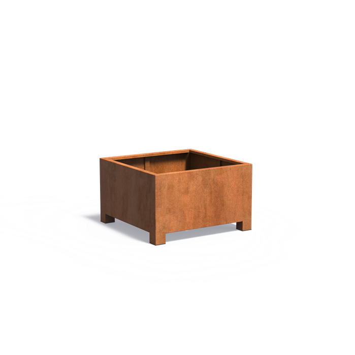 CARREZ vierkante cortenstaal plantenbak 100x100x60 met poten
