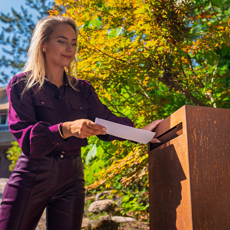 Cortenstaal brievenbus NOX 35 x 35 x 120 cm