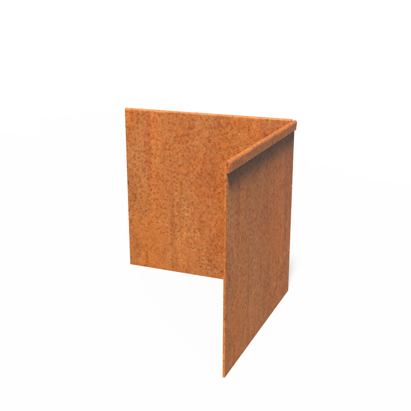 Rasenkante aus Cortenstahl Innenecke gepresster Oberrand | 300 x 290 x 3 mm